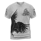 Viking T-Shirt Odin's Triple Horn Norse Raven Design