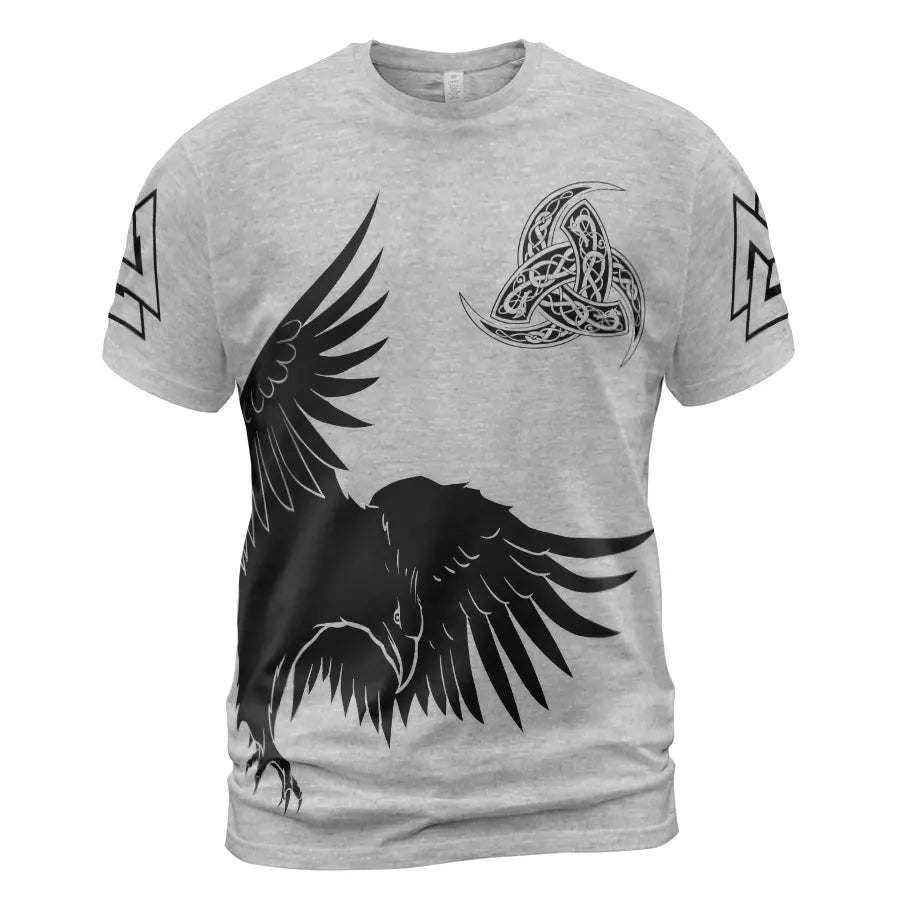 Viking T-Shirt Odin's Triple Horn Norse Raven Design