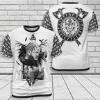 Viking T-Shirt Ragnar Norse Raven Wolf Art Saga