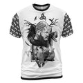 Viking T-Shirt Ragnar Norse Raven Wolf Art Saga