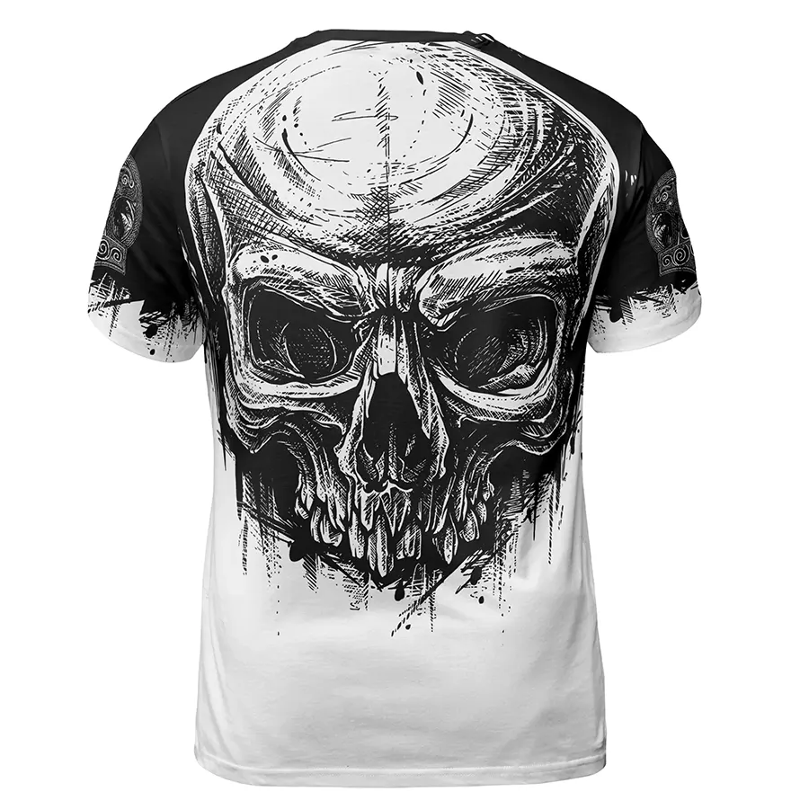 Viking T-Shirt Skull and Ulfhedinn Simple Black Design Back Print