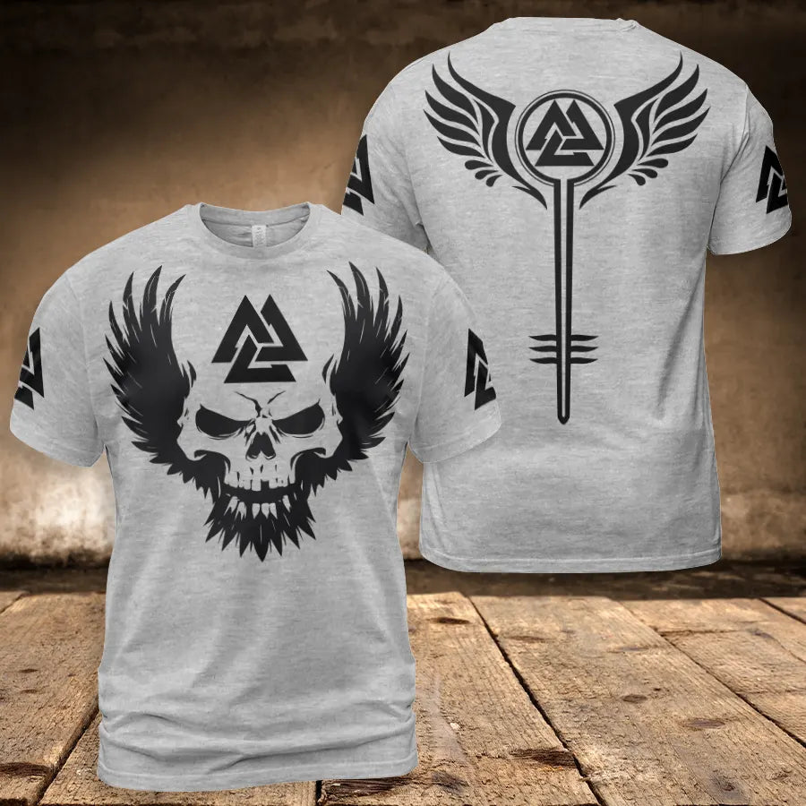 Viking T-Shirt Skull Valknut Symbol Design