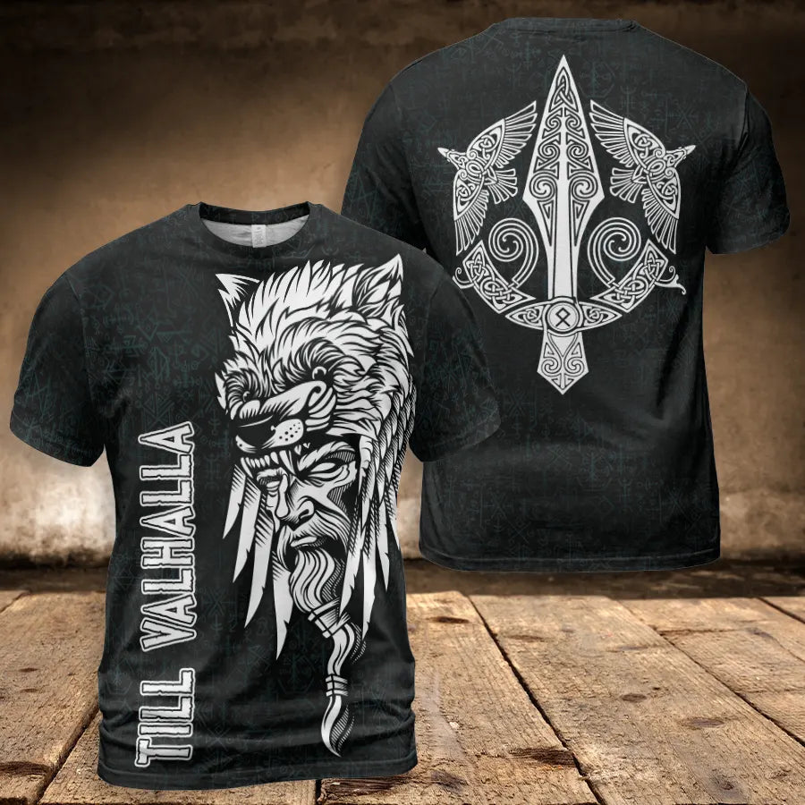 Viking T-Shirt Till Valhalla Berserker Art