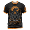 Viking T-Shirt Till Valhalla Norse Raven Valknut