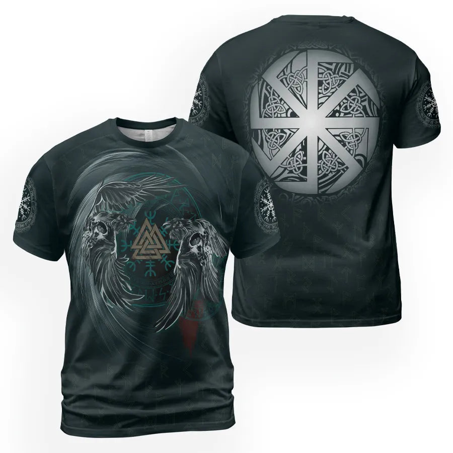 Viking T-Shirt Viking Raven Symbol Munin and Hugin Wisdom