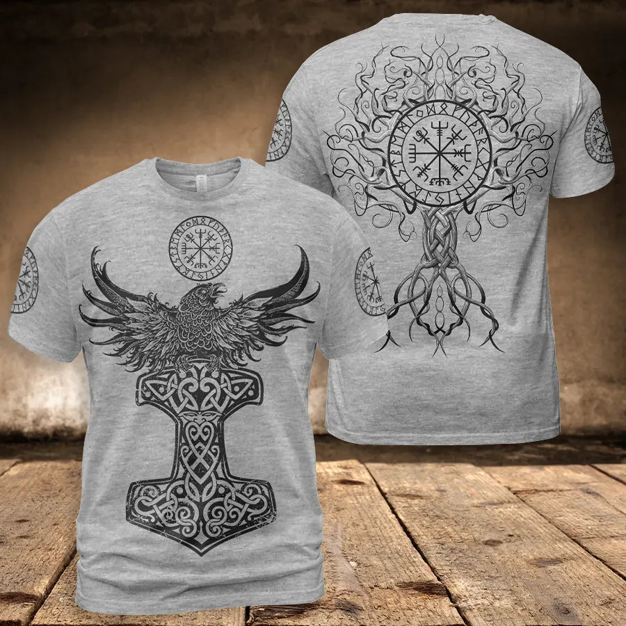 Viking T-Shirt Viking Raven Vegvisir Warrior Legacy