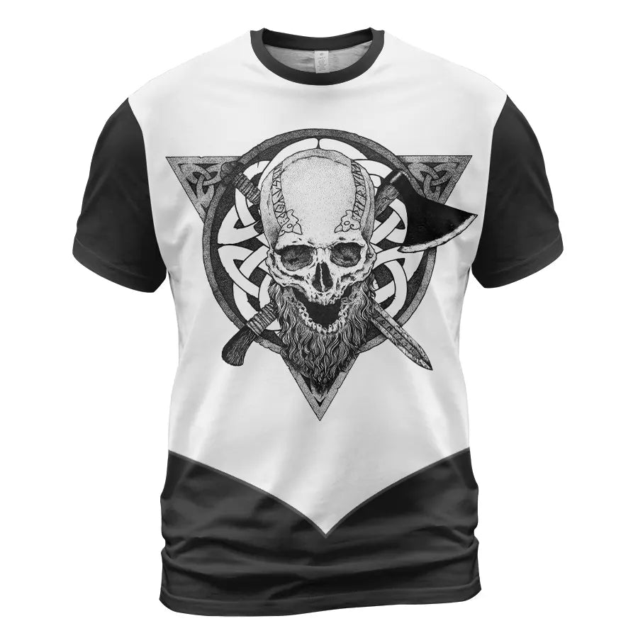 Viking T-Shirt Viking Skull with Beard Warrior Legacy