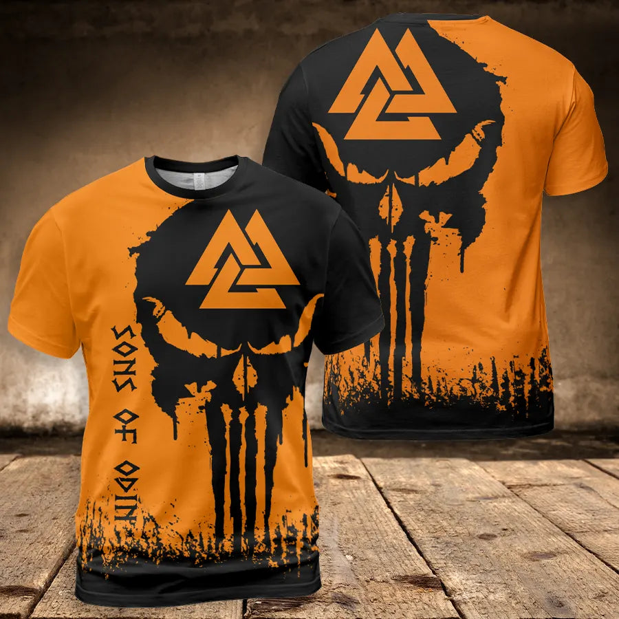 Viking T-Shirt Viking Valknut Skull Sons of Odin