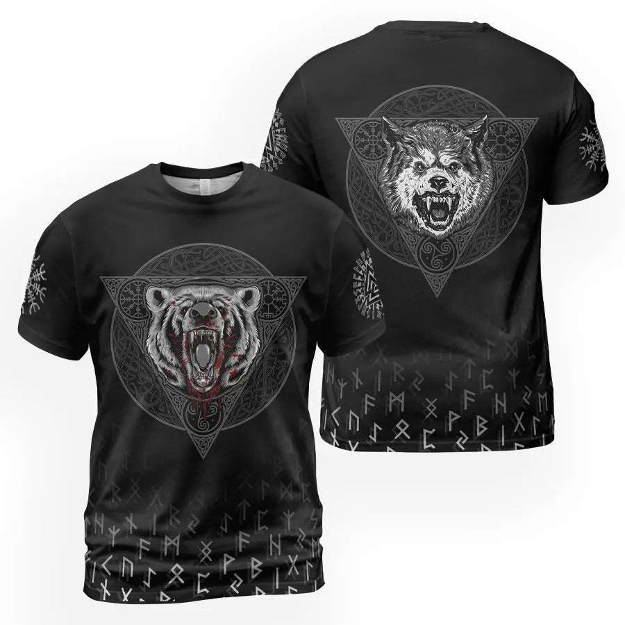 Viking T-Shirt Viking Bear and Viking Wolf Rune