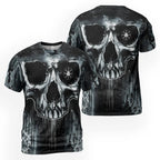 Viking T-Shirt Weathered Aegishjalmr Skull in Decay Art