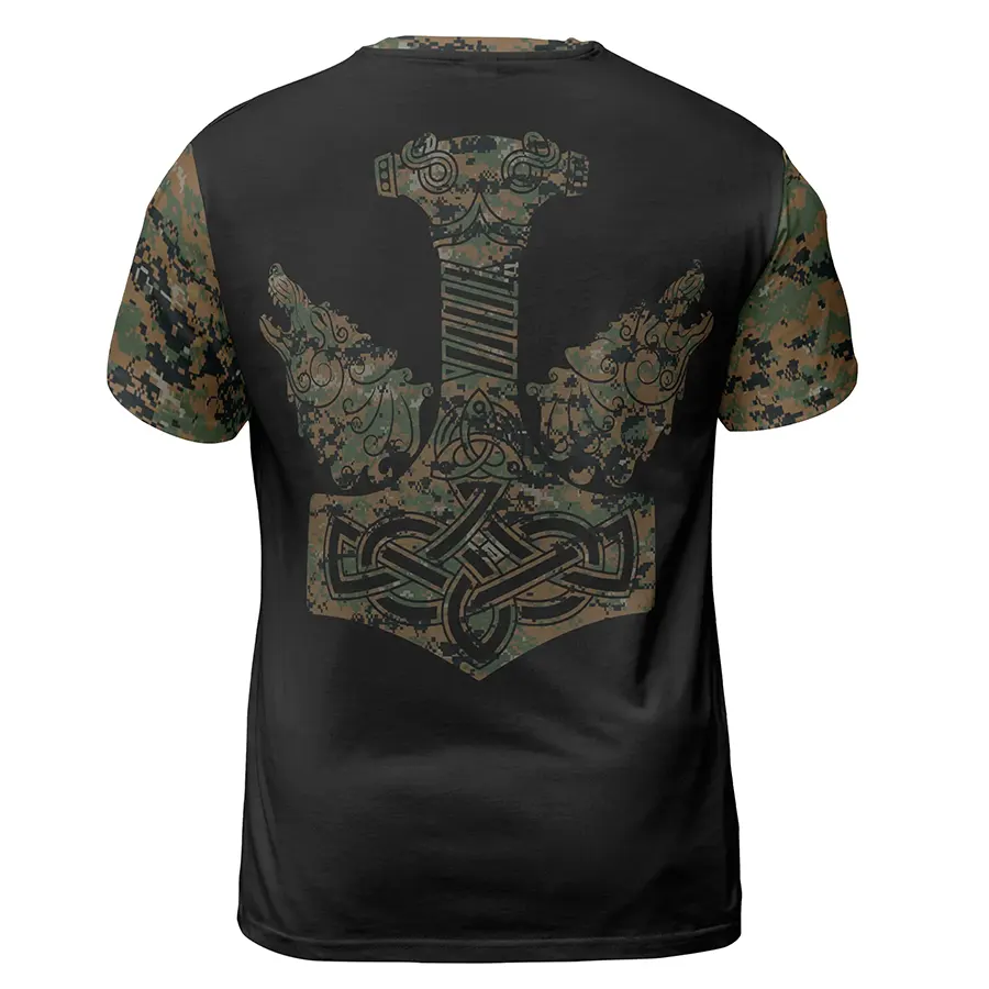 Viking T-Shirt Winged Viking Skull Art Camouflage