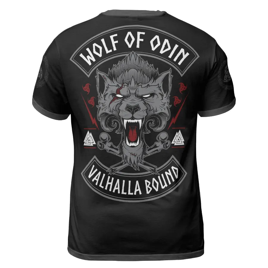 Viking T-Shirt Wolf of Odin Valhalla Bound Saga