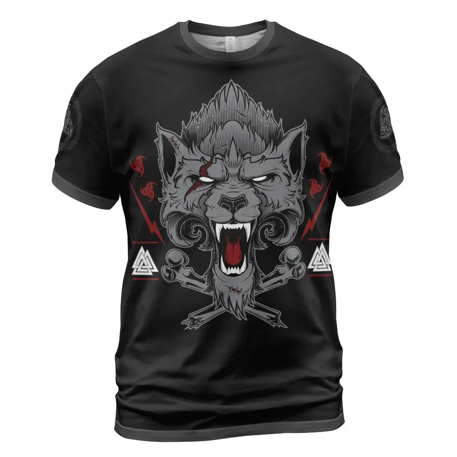 Viking T-Shirt Wolf of Odin Valhalla Bound Saga