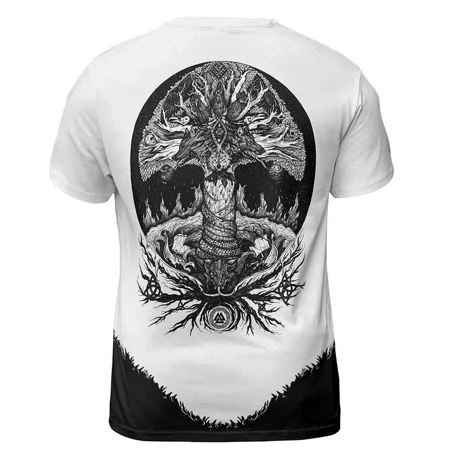 Viking T-Shirts Fierce Berserk T-Shirts with Yggdrasil Symbol