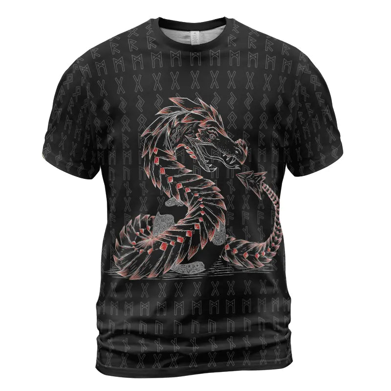 Viking T-Shirts Jormungandr Rune and Odin Norse Power