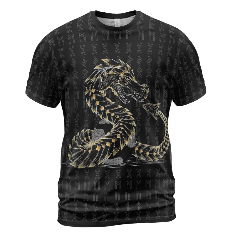 Viking T-Shirts Jormungandr Rune and Odin Norse Power