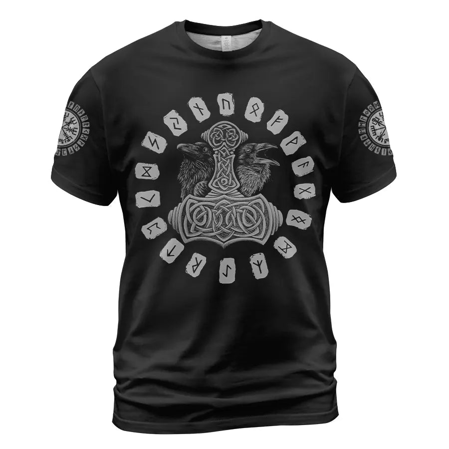 Viking T-Shirts Munin and Hugin Hammer of Thor Rune
