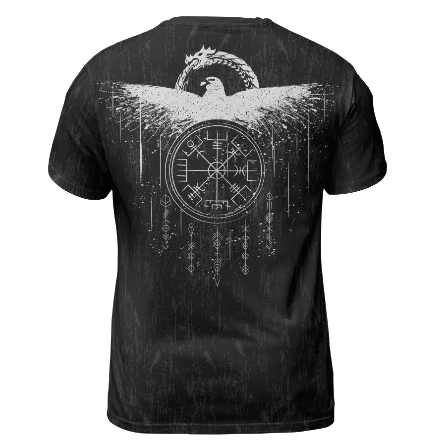 Viking T-Shirts The Jörmungandr Amulet with Symbol Vegvisir
