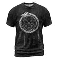 Viking T-Shirts The Jörmungandr Amulet with Symbol Vegvisir