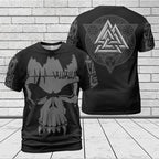 Viking T-Shirts Valhalla Viking Skull Art with Valknut Symbol