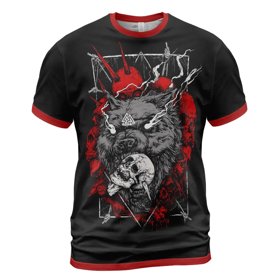 Viking Tee Shirts Norse Wolf Design and Skull Art