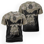 Viking Tee Shirts Viking Valknut Skull Camouflage Pattern