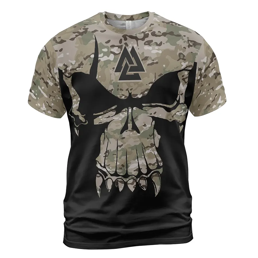 Viking Tee Shirts Viking Valknut Skull Camouflage Pattern