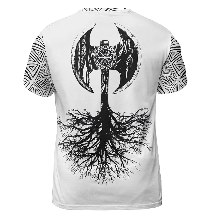 Viking Tees Bearded Viking Skull with Norse Axe
