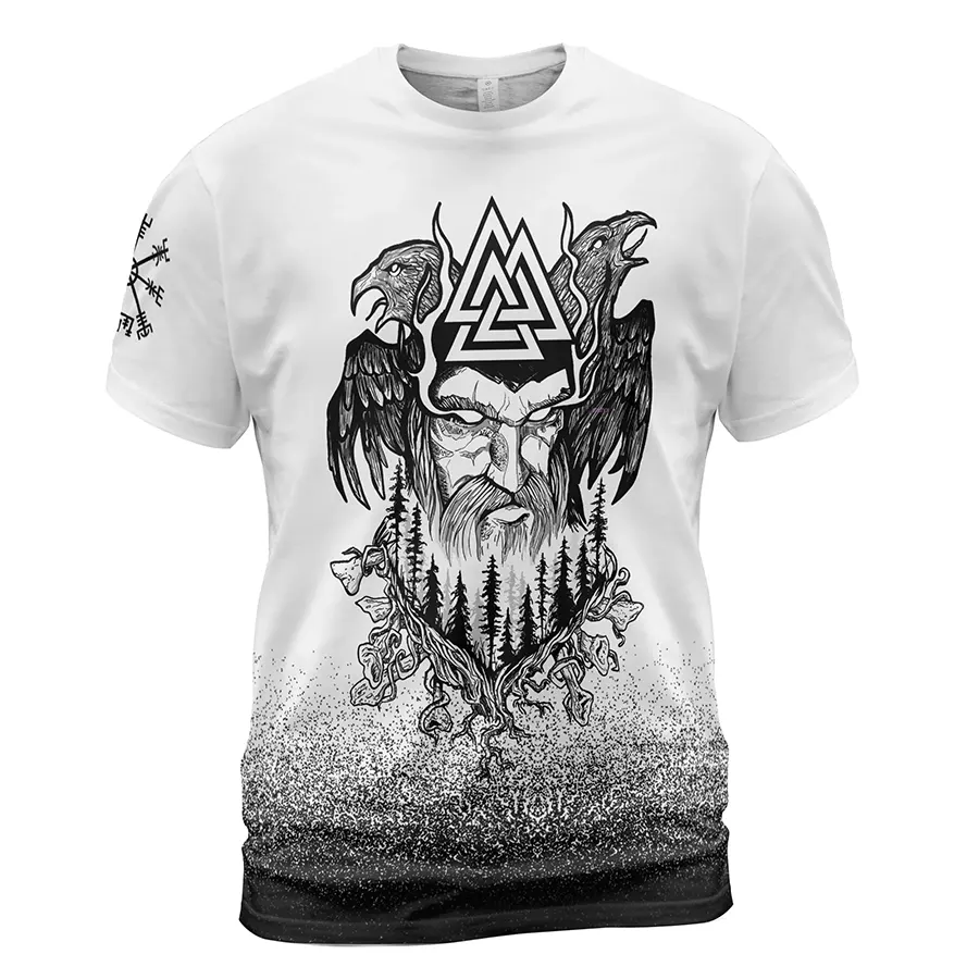 Viking Tees Norse Raven and Odin Valknut Symbol