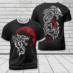 Viking Tees Norse Wolf Art with Symbol Vegvisir