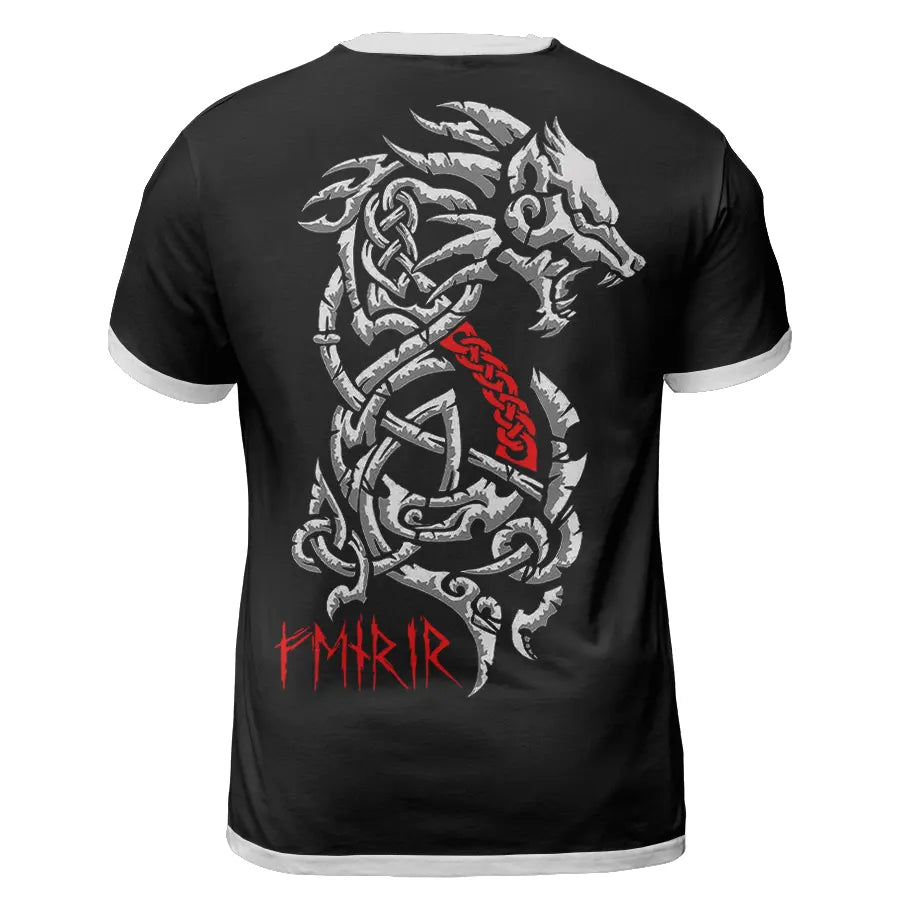 Viking Tees Norse Wolf Art with Symbol Vegvisir