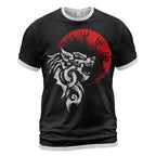 Viking Tees Norse Wolf Art with Symbol Vegvisir