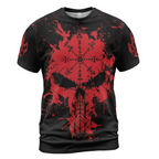Viking Tees Viking Skull Drawing with Nordic Compass