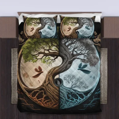 Viking Quilt Bedding Set – Tree of Life Yin Yang Harmony