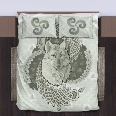 Viking Quilt Bedding Set – Norse Wolf Art Fierce Design