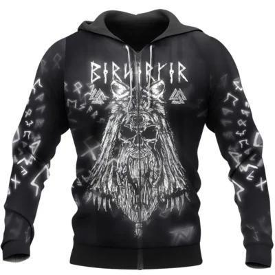 Berserk Hoodies – Viking Hoodies Featuring Fenrir Wolf And Ancient Rune