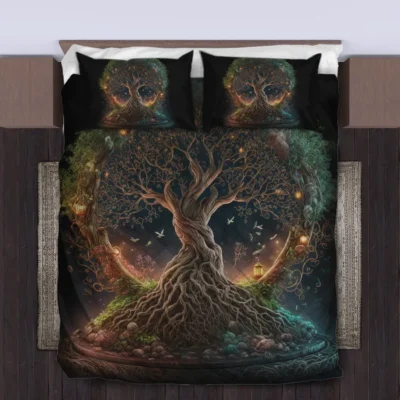 Viking Quilt Bedding Set – Yggdrasil Artwork Legendary Tree Viking Quilt Bedding Set – Yggdrasil Artwork Legendary Tree