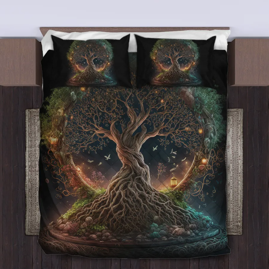 Viking Quilt Bedding Set – Yggdrasil Artwork Legendary Tree Viking Quilt Bedding Set – Yggdrasil Artwork Legendary Tree