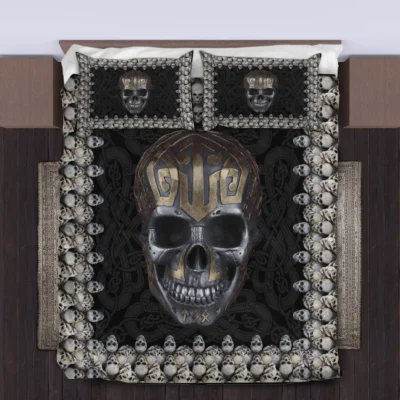 Viking Quilt Bedding Set – Viking Skull Art Fearless Spirit Viking Quilt Bedding Set – Viking Skull Art Fearless Spirit