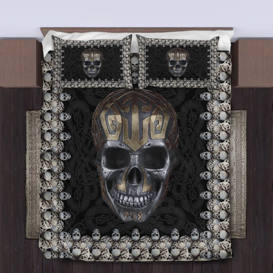 Viking Quilt Bedding Set – Viking Skull Art Fearless Spirit Viking Quilt Bedding Set – Viking Skull Art Fearless Spirit
