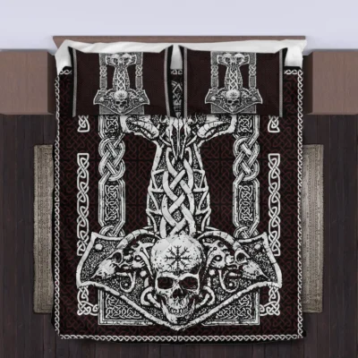 Viking Quilt Bedding Set – Mjolnir Drawing Thunder Power