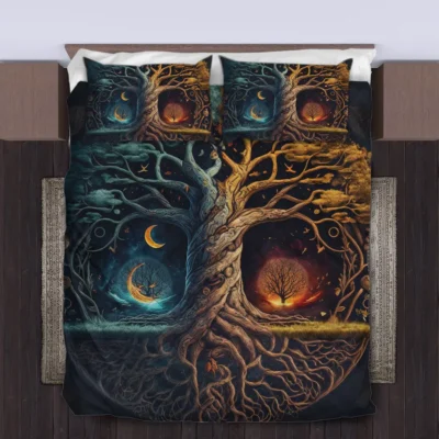 Viking Quilt Bedding Set – Art Yggdrasil Eternal Roots