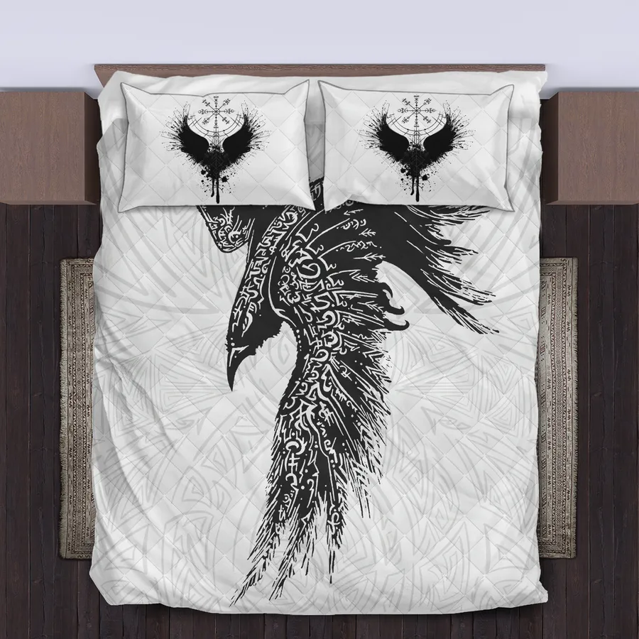 Viking Quilt Bedding Set – Viking Raven Art Mystic Legend Viking Quilt Bedding Set – Viking Raven Art Mystic Legend