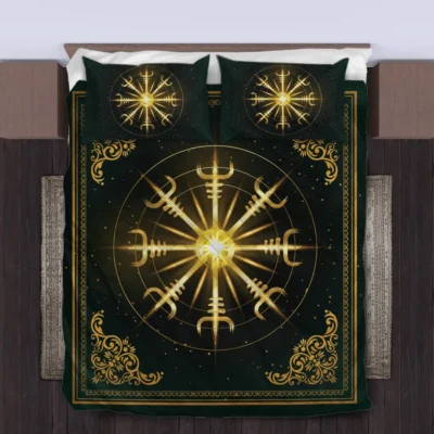 Viking Quilt Bedding Set – Golden Aegishjalmur Prestige Shield