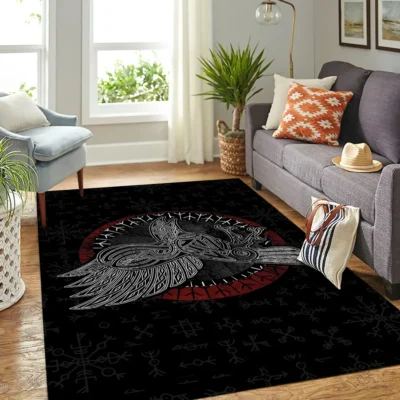 Viking Rug - Viking Raven Valor - Viking Celtic Raven Saga Decor Viking Rug - Viking Raven Valor - Viking Celtic Raven Saga Decor