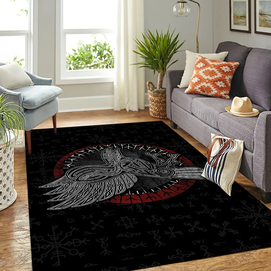 Viking Rug - Viking Raven Valor - Viking Celtic Raven Saga Decor Viking Rug - Viking Raven Valor - Viking Celtic Raven Saga Decor