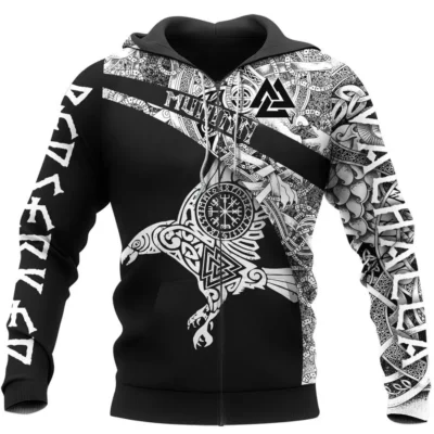 Viking Hoodie – Viking Celtic Raven Hoodie Mystic Heritage