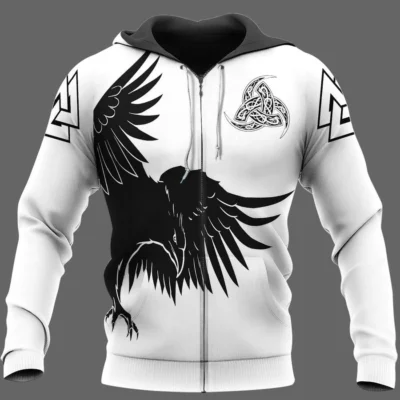 Viking Hoodie – Valknut Norse Raven Hoodie Mystic Strength