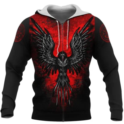 Viking Hoodie – Viking Nordic Raven Hoodie Timeless Spirit