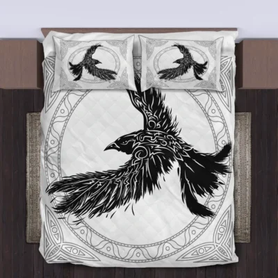 Viking Quilt Bedding Set – Norse Raven Art Legendary Design